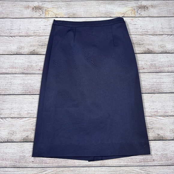 Tory Burch Navy Blue Pencil Skirt with Slit Women's Size 0 Needs Mending FLAWS - Picture 1 of 12